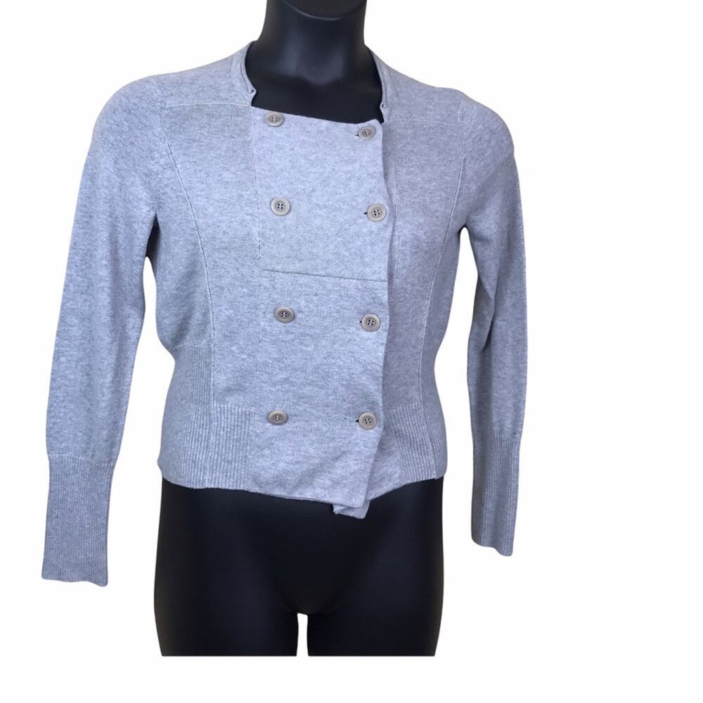 EILEEN FISHER Petite Double Breasted Gray Sweater Sz  PS